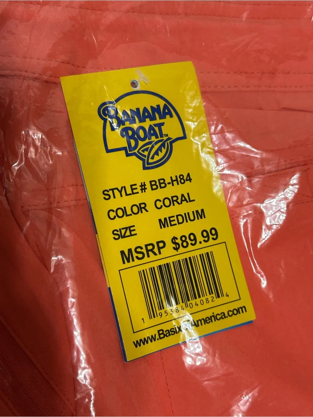 Banana Boat Men's Coral Swim Shorts Medium UPF 50+ Back Pocket + zip pockets